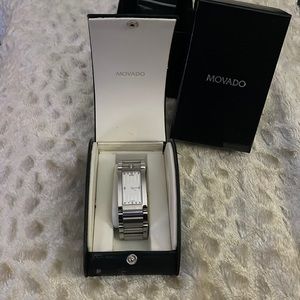 Movado Silver watch in box
